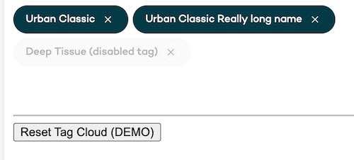 The Urban tag cloud component A screenshot of the tag cloud component of the Urban UI component library showing 3 tags