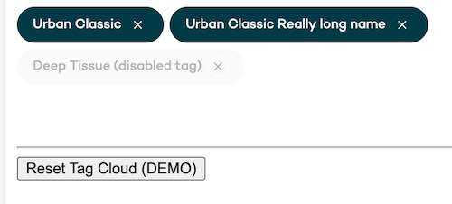 A screenshot of the tag cloud component of the Urban UI component library showing 3 tags